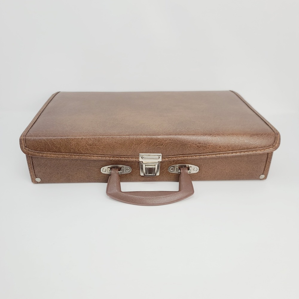 Cassette Tape Storage Case 30 Capacity Brown Faux Leather READ